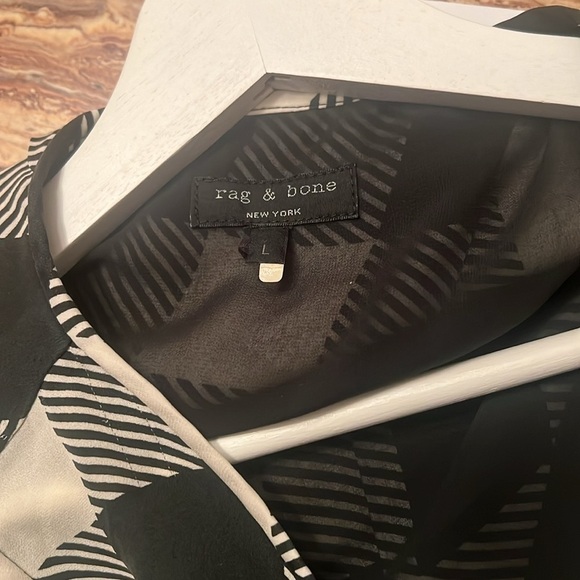 🦴Anthropologie - RAG & BONE Harper Magnified Houndstooth Silk SZ L - Picture 10 of 11